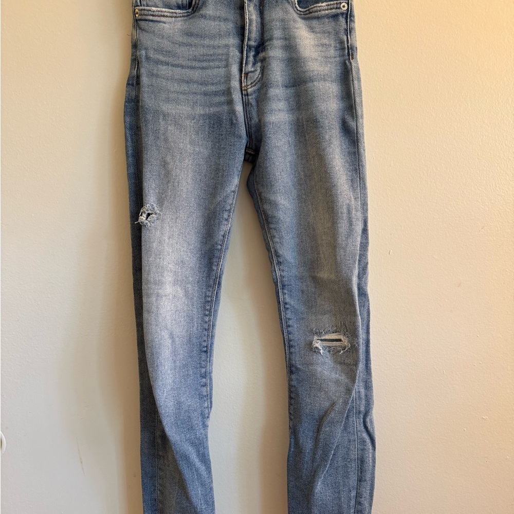 Zara Blue Skinny Jeans Distressed Vintage Look